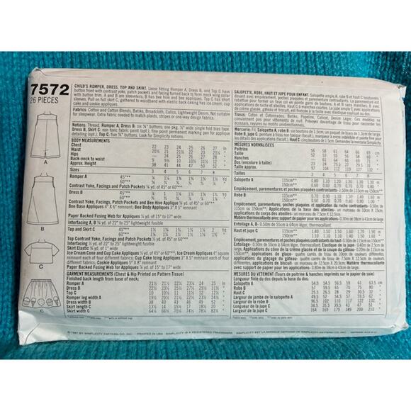 Simplicity sewing pattern  7572 girls dress - Picture 3 of 5